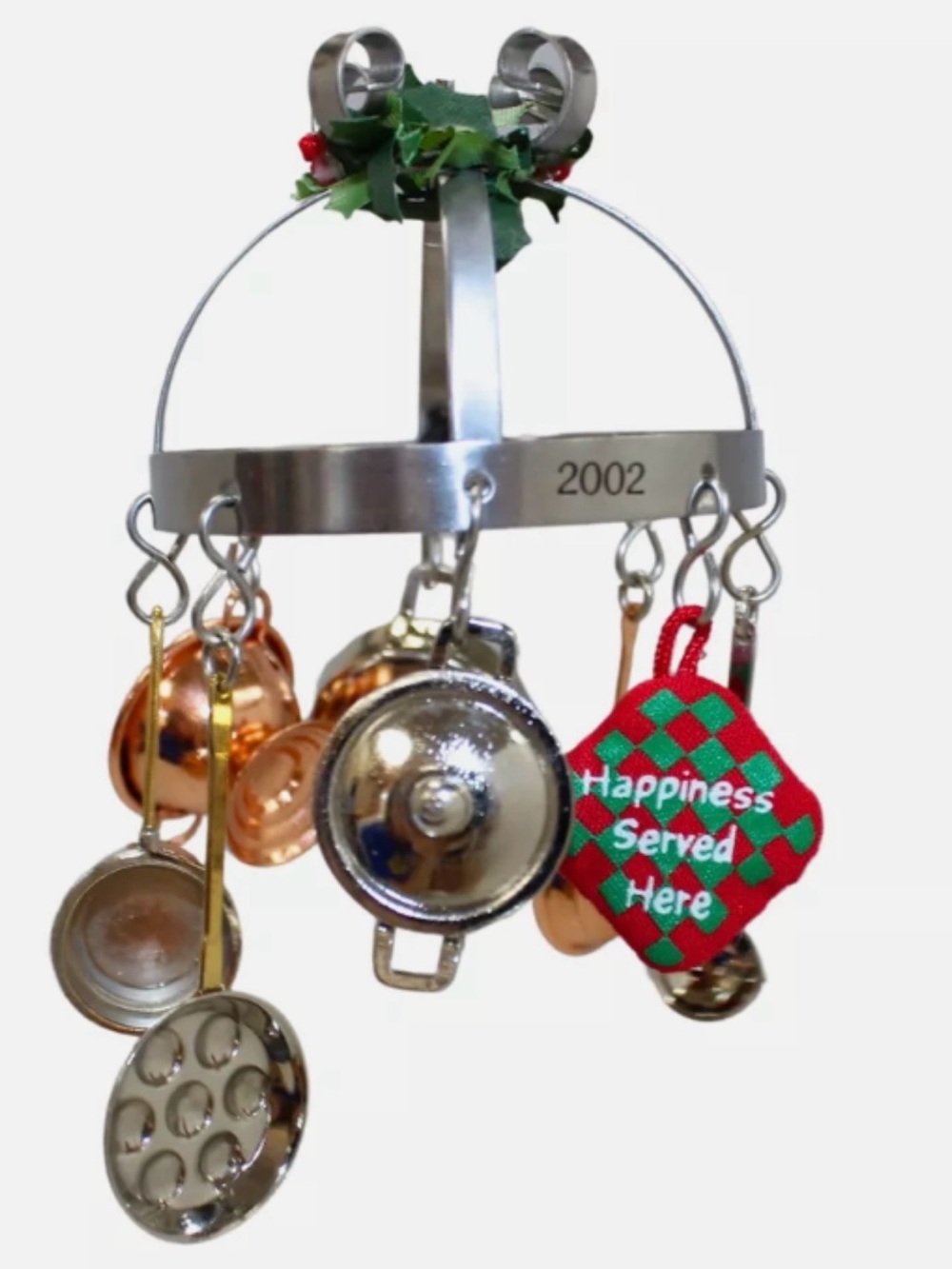 2002 Christmas in the kitchen Hallmark Holiday Miniature Pot Rack Ornament